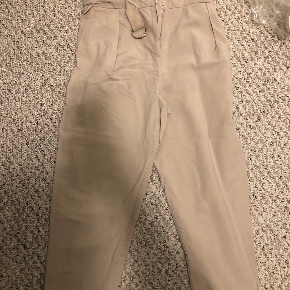 Khaki Topshop Paper Bag Trouser